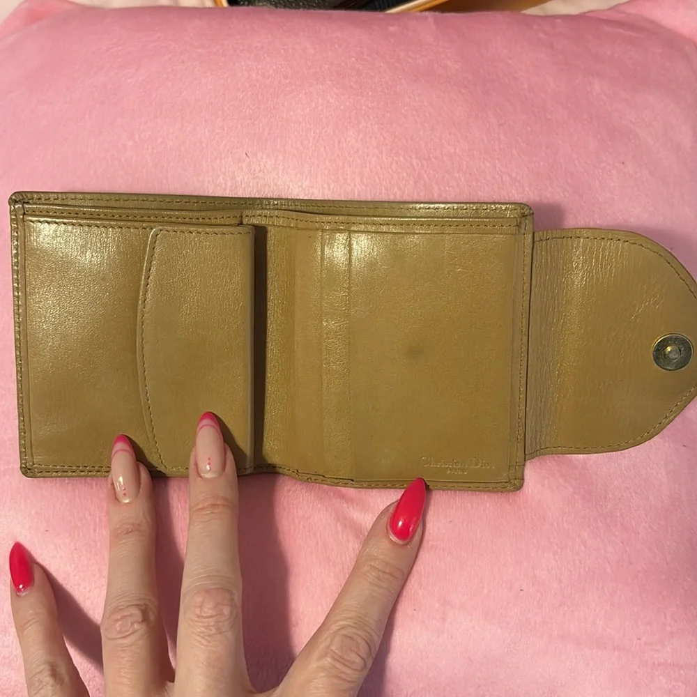 Christin Dior Tan Compact Wallet with wallet snap